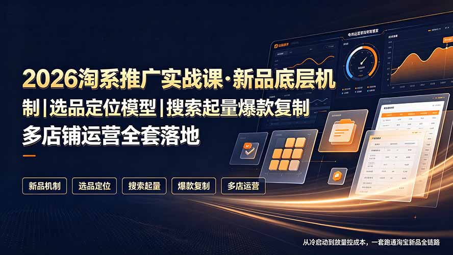 （19272期）2026淘系推广实战课·新品底层机制｜选品定位模型｜搜索起量爆款复制多店铺运营全套落地教程-知享资源网