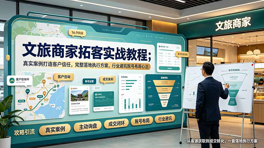 （19273期）文旅商家拓客实战教程；真实案例打造客户信任，完整落地执行方案，行业避坑账号布局心法-知享资源网
