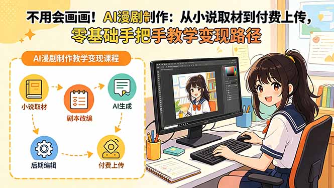 （19429期）不用会画画！AI漫剧制作：从小说取材到付费上传，零基础手把手教学变现路径（更新）-知享资源网
