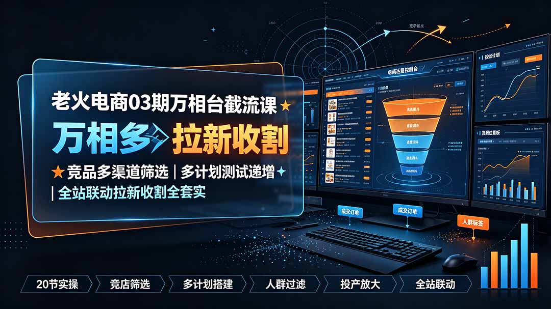 （19431期）老火电商03期万相台截流课：竞品多渠道筛选｜多计划测试递增｜全站联动拉新收割全套实操教学-知享资源网