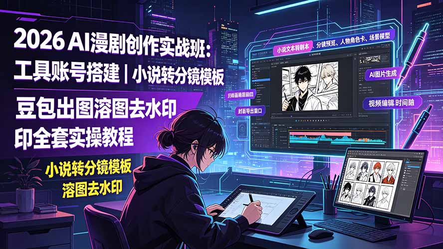 （19433期）2026AI漫剧创作实战班：工具账号搭建｜小说转分镜模板｜豆包出图溶图去水印全套实操教程-知享资源网