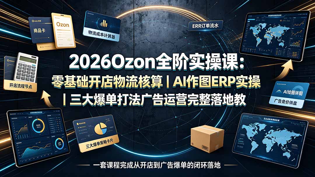 （19400期）2026Ozon全阶实操课：零基础开店物流核算｜AI作图ERP实操｜三大爆单打法广告运营完整落地教程-知享资源网