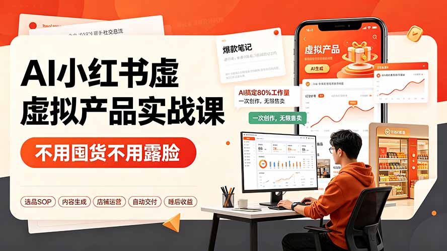 （19314期）AI小红书虚拟产品实战课-更新：不用囤货不用露脸，AI搞定80%工作量，一次创作无限售卖睡后收益-知享资源网