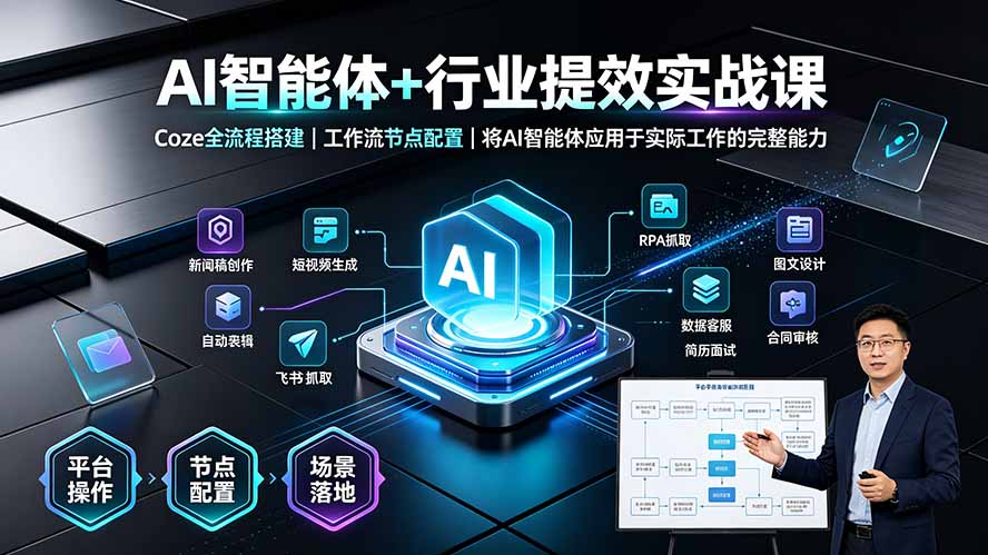 （19281期）AI智能体+行业提效实战课·Coze全流程搭建｜工作流节点配置｜将AI智能体应用于实际工作的完整能力-知享资源网