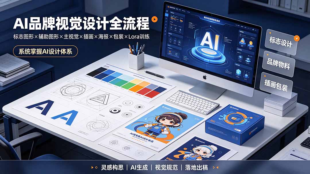 （19372期）AI品牌视觉设计全流程：标志图形×辅助图形×主视觉×插画×海报×包装×Lora训练，系统掌握AI设计体系-知享资源网