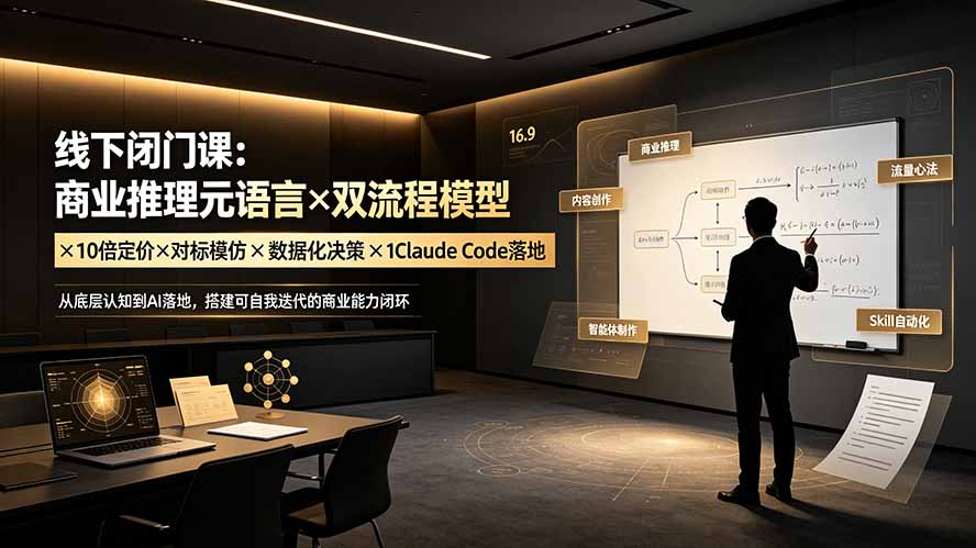 （19381期）线下闭门课：商业推理元语言×双流程模型×10倍定价×对标模仿×数据化决策×Claude Code落地，击穿认知盲区-知享资源网