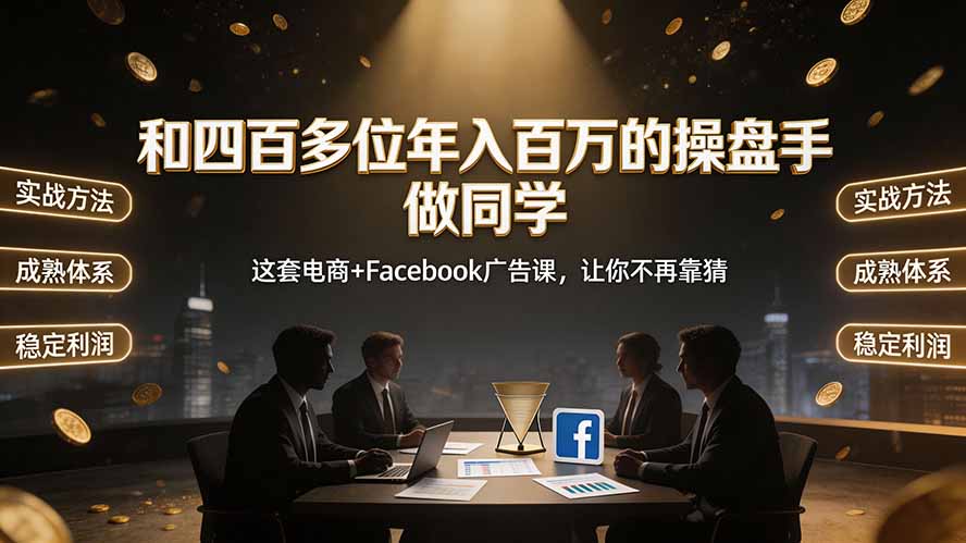 （19592期）和四百多位年入百万的操盘手做同学——这套电商+Facebook广告课，让你不再靠猜【原创双语字幕】-知享资源网