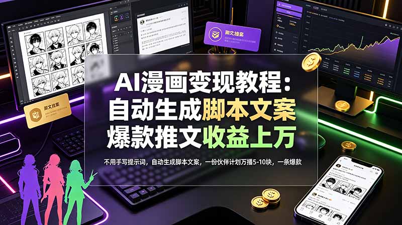 （19170期）AI漫画变现教程：不用手写提示词，自动生成脚本文案，一份伙伴计划万播5-10块，一条爆款推文收益上万-知享资源网
