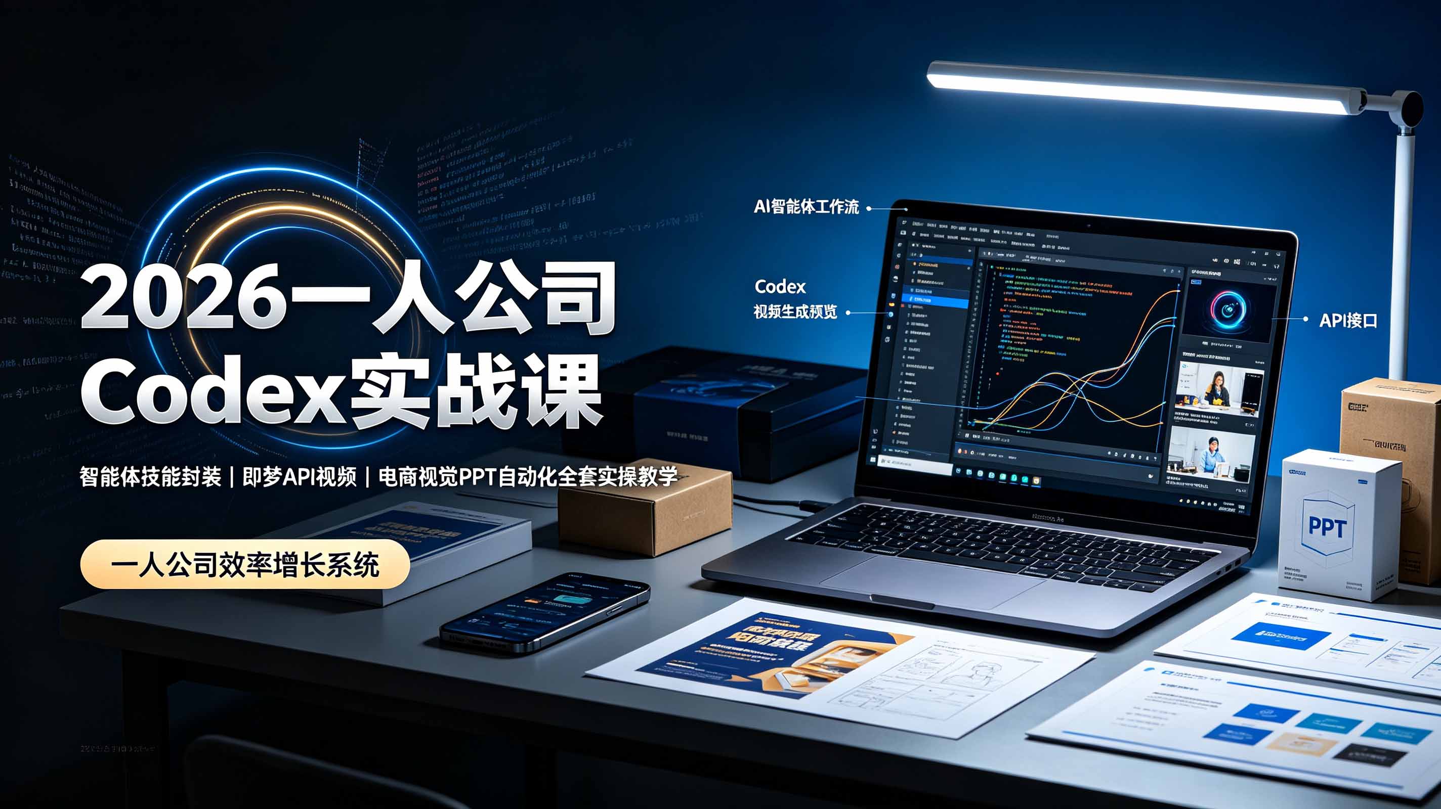 （19503期）2026一人公司Codex实战课◆智能体技能封装｜即梦API视频｜电商视觉PPT自动化全套实操教学-知享资源网