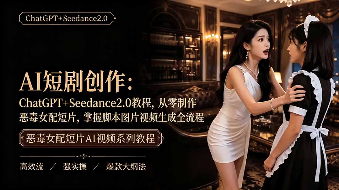 （19545期）AI短剧创作：ChatGPT+Seedance2.0教程，从零制作恶毒女配短片，掌握脚本图片视频生成全流程-知享资源网