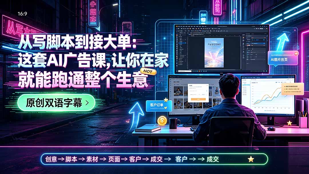 （19318期）从写脚本到接大单：这套AI广告课，让你在家就能跑通整个生意【原创双语字幕】-知享资源网