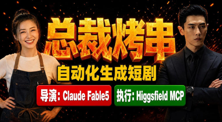Claude Fable5担任导演+Higgsfield MCP落地执行｜《总裁烤串》真人质感短剧全自动AI生成全流程教学-知享资源网