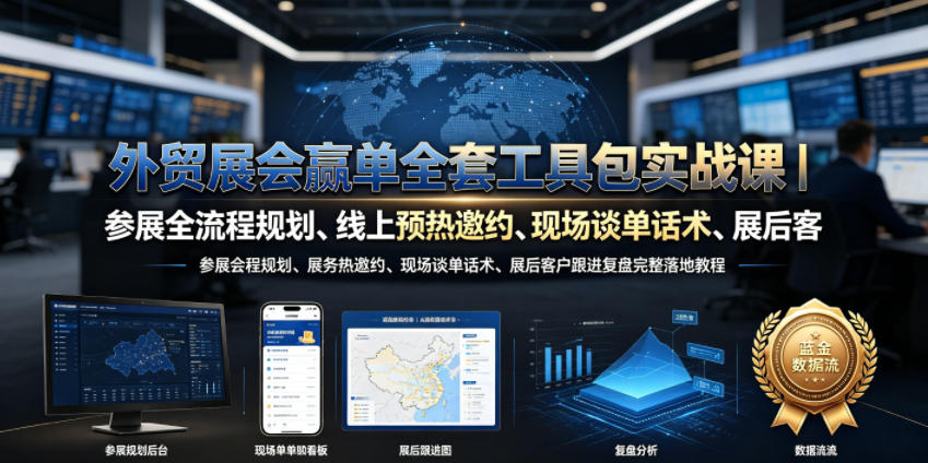 外贸展会赢单全套工具包实战课｜参展全流程规划、线上预热邀约、现场谈单话术、展后客户跟进复盘完整落地教程-知享资源网