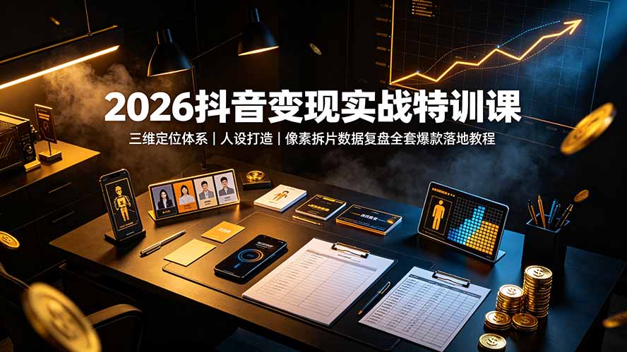 (19419期)2026抖音变现实战特训课:三维定位体系|人设打造|像素拆片数据复盘全套爆款落地教程-知享资源网
