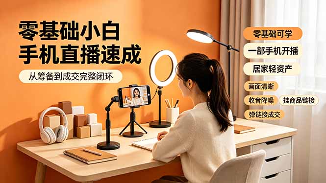 （19231期）零基础小白手机直播速成，从筹备到成交完整闭环，适配苹果安卓系统，解决杂音卡顿留人难问题-知享资源网