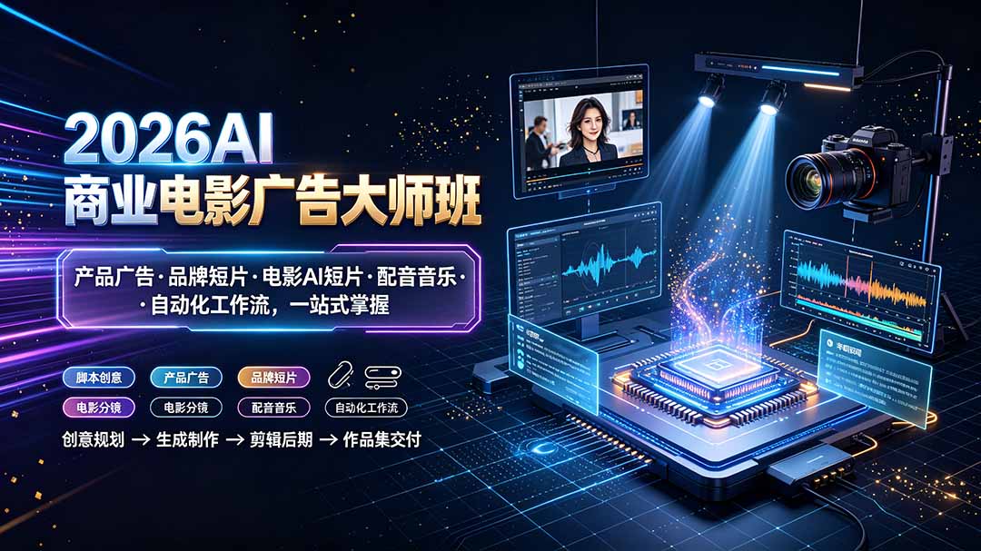 （19303期）2026AI商业电影广告大师班：产品广告·品牌短片·电影AI短片·配音音乐·自动化工作流，一站式掌握-知享资源网