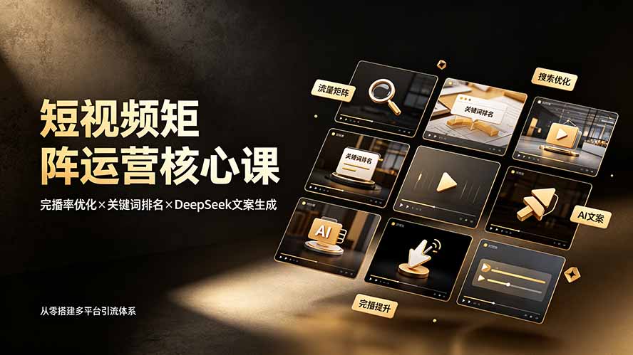 （19259期）短视频矩阵运营核心课：完播率优化×关键词排名×DeepSeek文案生成，从零搭建多平台引流体系-知享资源网