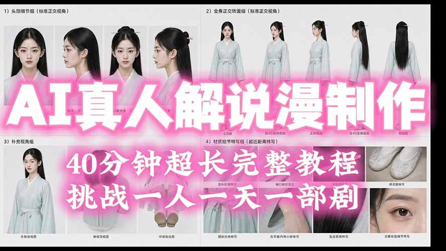 （19508期）2026AI真人解说漫剧制作40分钟超长完整教程：自动批量化制作，挑战一人一天一部剧！-知享资源网