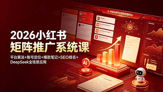 （19129期）2026小红书矩阵推广系统课：平台算法+账号定位+爆款笔记+SEO排名+DeepSeek全场景应用-知享资源网