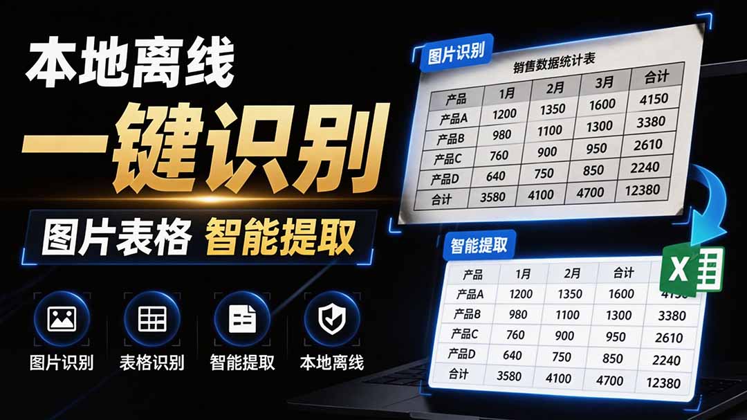 （19609期）体积仅70MB，图片一键智能提取表格工具来了！完全免费且离线使用，FastOCR智能表格识别软件V1.0-知享资源网