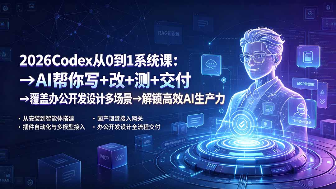 （19461期）2026Codex从0到1系统课：→AI帮你写+改+测+交付→覆盖办公开发设计多场景→解锁高效AI生产力-知享资源网