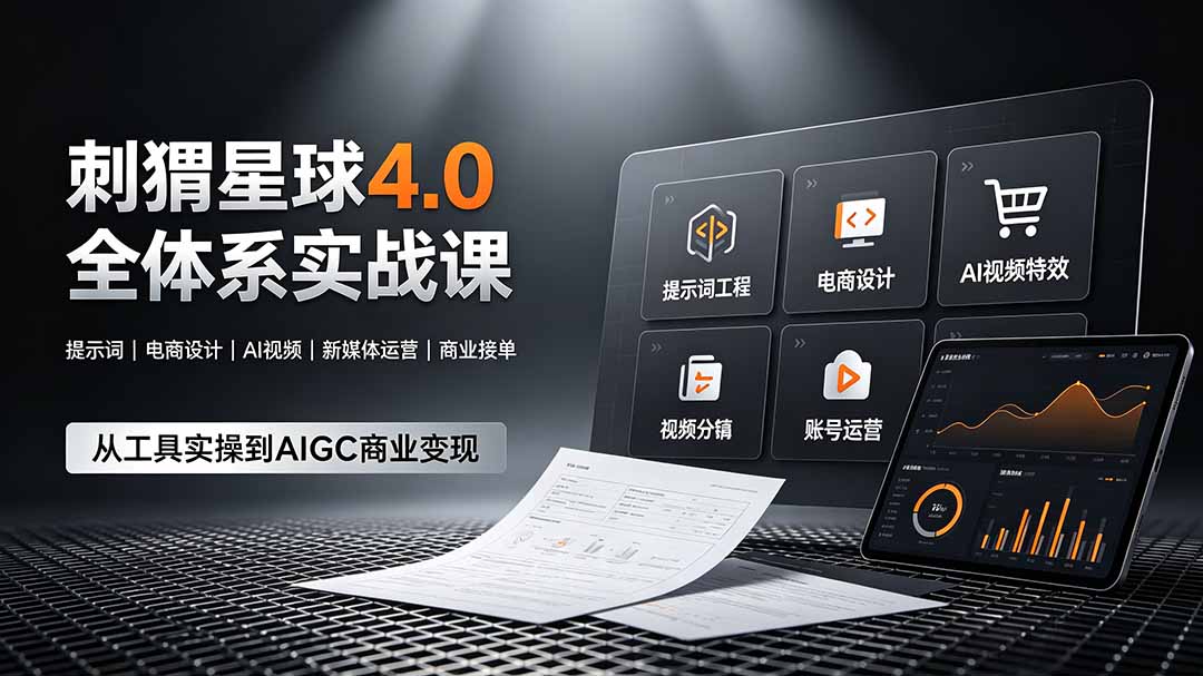 （19224期）刺猬星球4.0全体系实战课，覆盖提示词工程、电商设计、AI视频特效与新媒体运营，一站式掌握AIGC商业核心技能-知享资源网