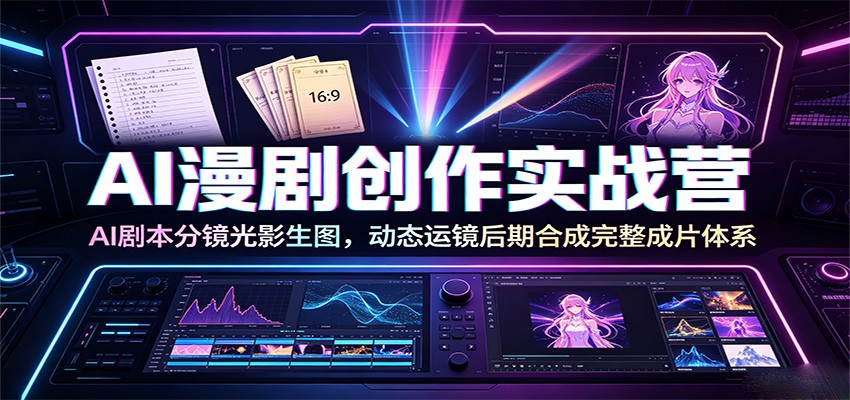 AI漫剧创作实战营：AI剧本分镜光影生图，动态运镜后期合成完整成片体系-知享资源网