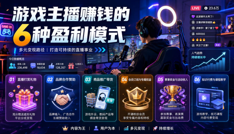 付费文章：游戏主播賺钱的6种盈利模式-知享资源网