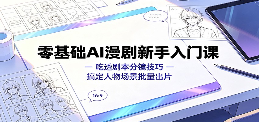 零基础AI漫剧新手入门课：吃透剧本分镜技巧，搞定人物场景批量出片-知享资源网
