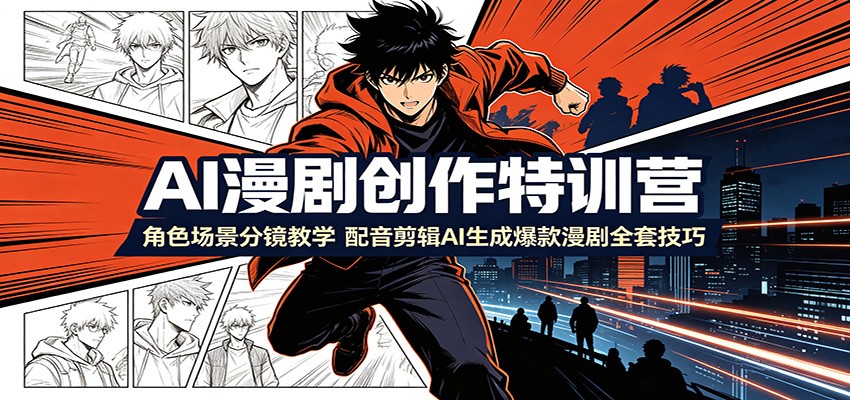 AI漫剧创作特训营：角色场景分镜教学，配音剪辑AI生成爆款漫剧全套技巧-知享资源网