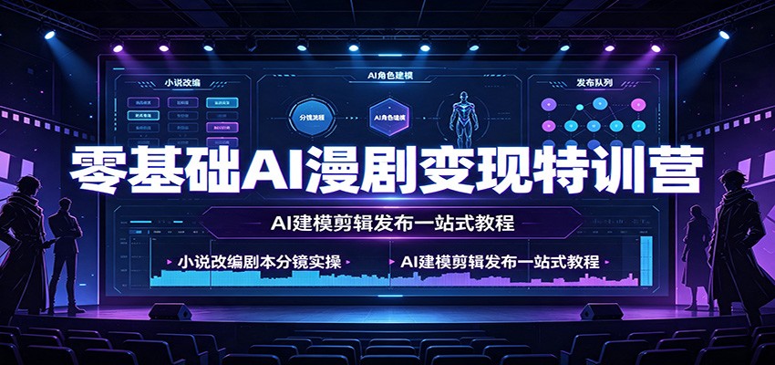 零基础AI漫剧变现特训营：小说改编剧本分镜实操，AI建模剪辑发布一站式教程-知享资源网