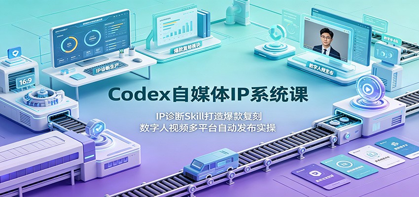Codex自媒体IP系统课：IP诊断Skill打造爆款复刻，数字人视频多平台自动发布实操-知享资源网