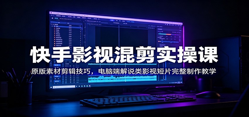 快手影视混剪实操课：原版素材剪辑技巧，电脑端解说类影视短片完整制作教学-知享资源网
