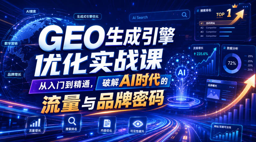 GEO生成引擎优化实战课，从入门到精通，破解AI时代的流量与品牌密码-知享资源网