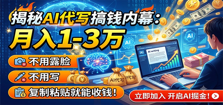揭秘AI代写搞钱内幕：月入1-3万，不用露脸不用写，复制粘贴就能收钱！-知享资源网