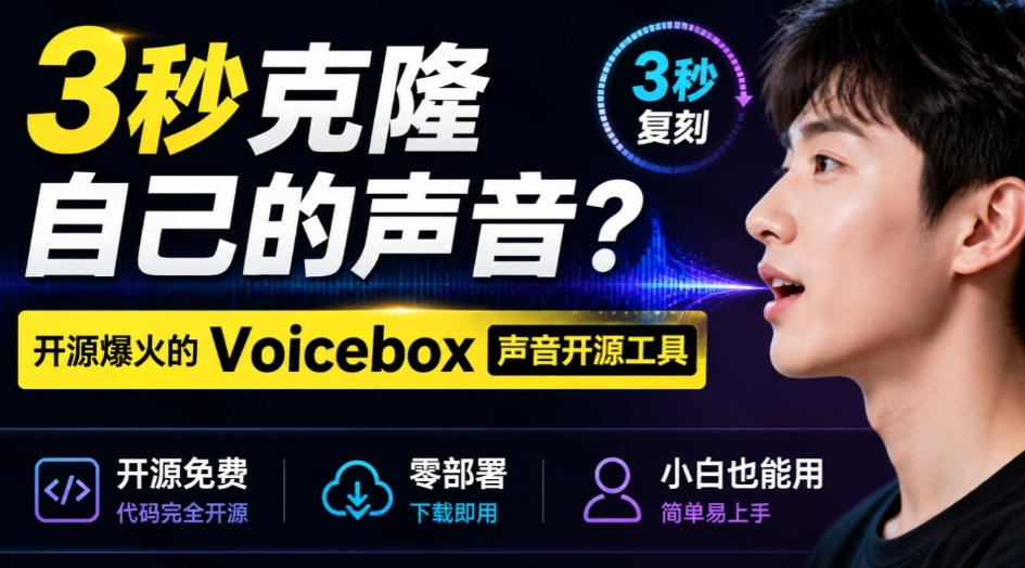 3秒克隆自己的声音？开源爆火的Voicebox声音开源工具，实测体验超好，零部署小白也能直接用-知享资源网