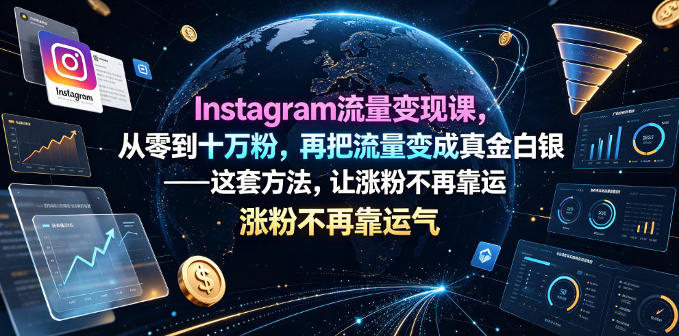 Instagram流量变现课，从零到十万粉，再把流量变成真金白银——这套方法，让涨粉不再靠运气【原创双语字幕】-知享资源网