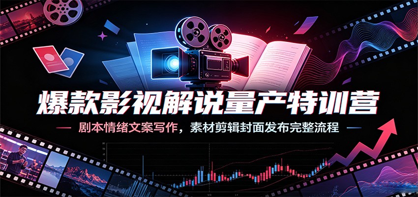 爆款影视解说量产特训营：剧本情绪文案写作，素材剪辑封面发布完整流程-知享资源网