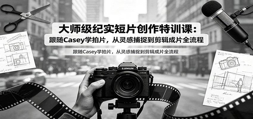 大师级纪实短片创作特训课：跟随Casey学拍片，从灵感捕捉到剪辑成片全流程-知享资源网