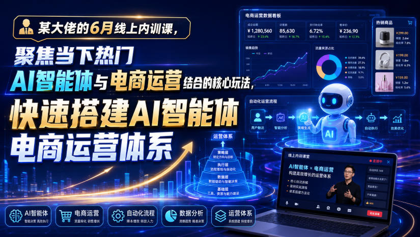 某大佬的6月线上内训课，聚焦当下热门AI智能体与电商运营结合的核心玩法，快速搭建AI智能体电商运营体系-知享资源网