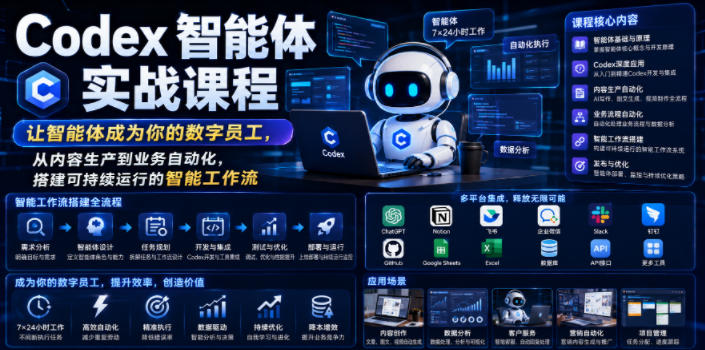 Codex智能体实战课程，让智能体成为你的数字员工，从内容生产到业务自动化，搭建可持续运行的智能工作流-知享资源网