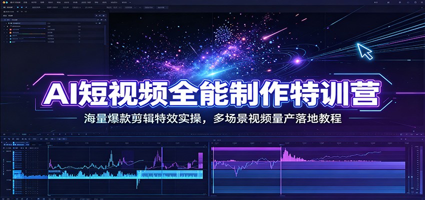 AI短视频全能制作特训营：海量爆款剪辑特效实操，多场景视频量产落地教程-知享资源网