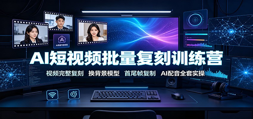 AI短视频批量复刻训练营：视频完整复刻，换背景模型、首尾帧复制、AI配音全套实操-知享资源网
