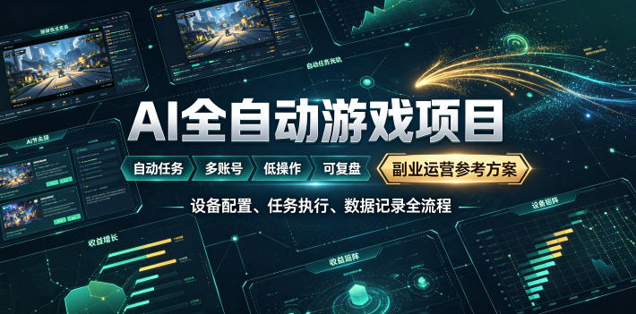AI全自动游戏躺賺副业：日入几百，稳定运行三年的项目！【揭秘】-知享资源网
