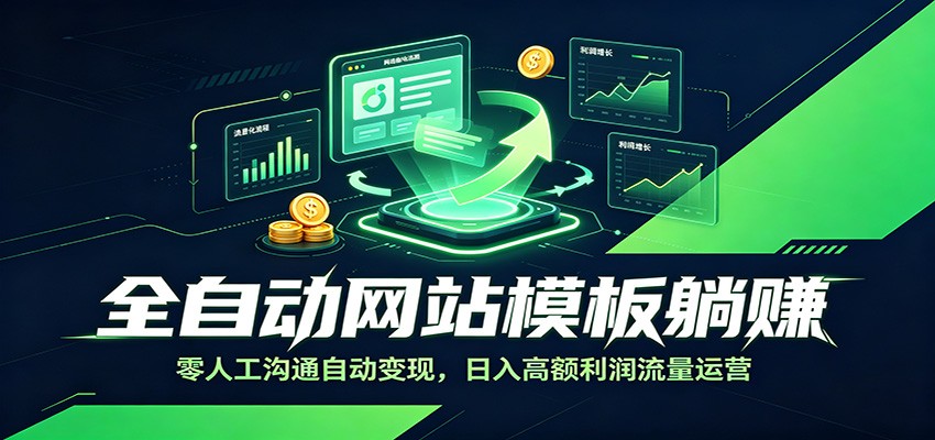 全自动网站模板躺赚：零人工沟通自动变现，日入高额利润流量运营-知享资源网