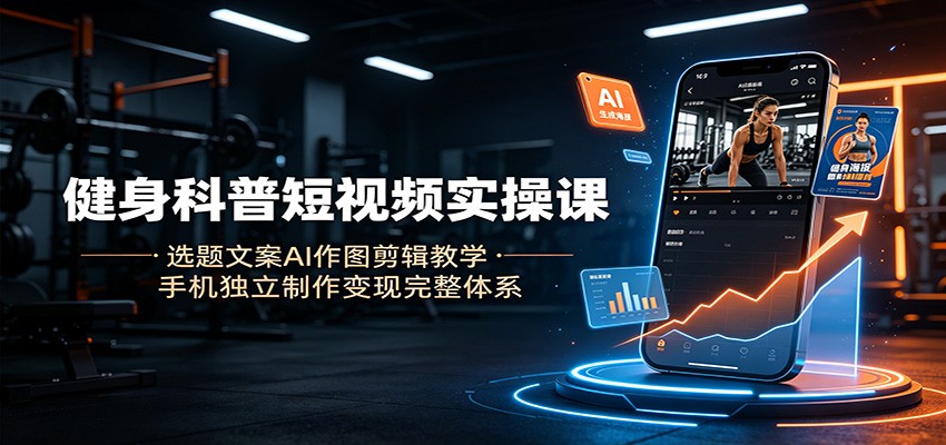 健身科普短视频实操课：选题文案AI作图剪辑教学，手机独立制作变现完整体系-知享资源网