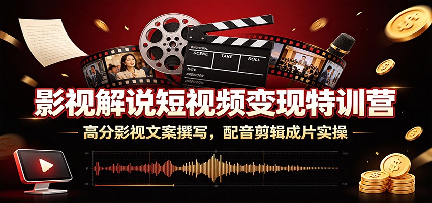 影视解说短视频变现特训营：高分影视文案撰写，配音剪辑成片实操-知享资源网