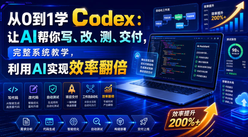 从0到1学Codex：让AI帮你写、改、测、交付，完整系统教学，利用AI实现效率翻倍-知享资源网