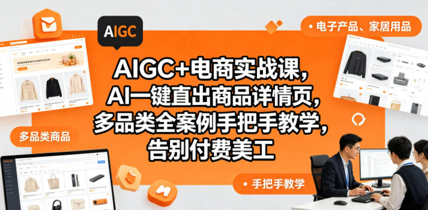 AIGC+电商实战课，AI一键直出商品详情页，多品类全案例手把手教学，告别付费美工（更新0704）-知享资源网
