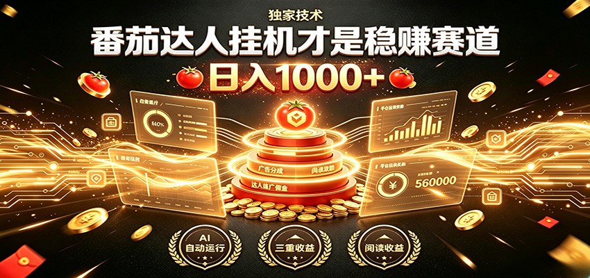别再瞎找副业！番茄达人挂机才是稳赚赛道 日入1000+-知享资源网
